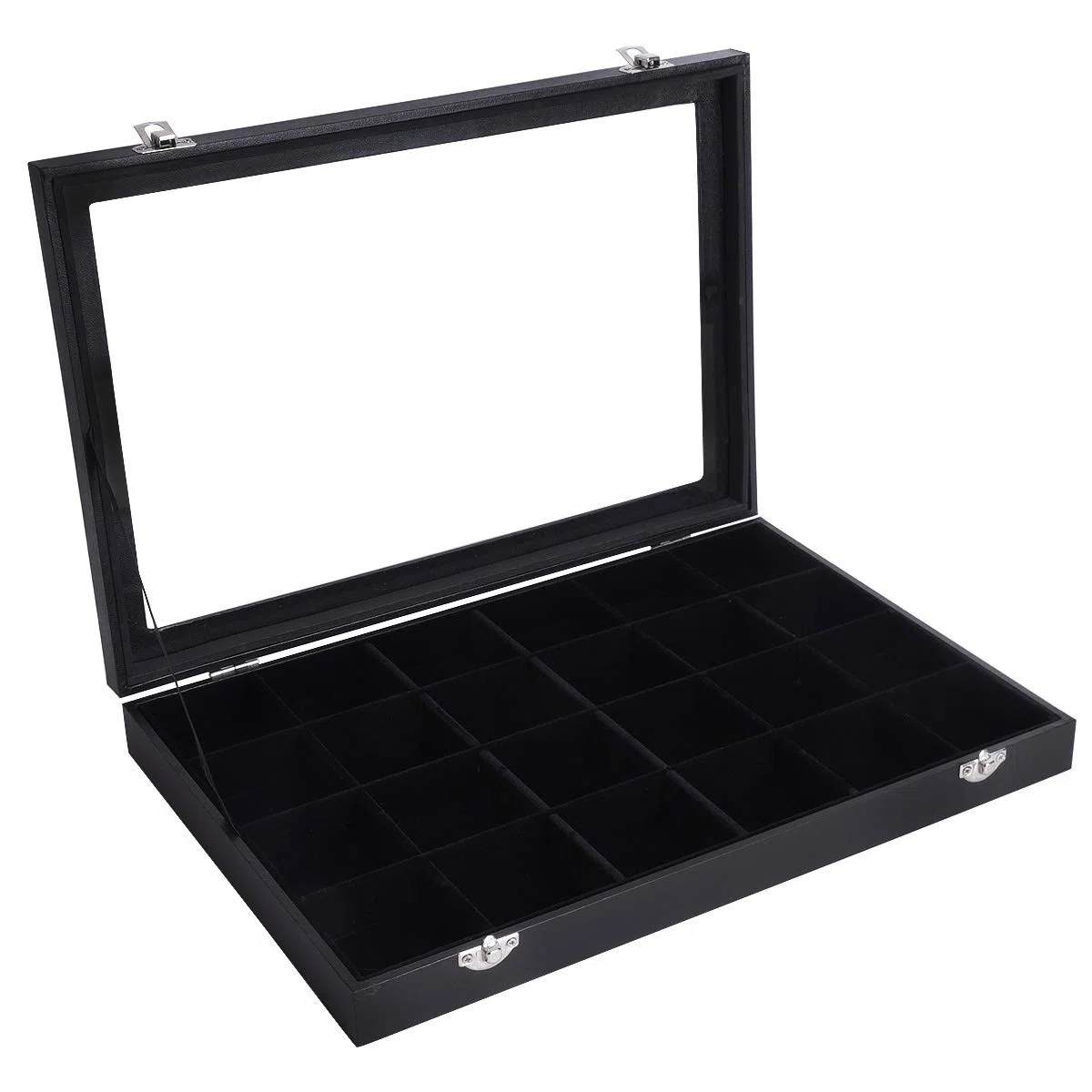 AUTOARK Cajas para Joyas con Terciopelo,joyero con 24 Compartimentos,Negro,AJ-083