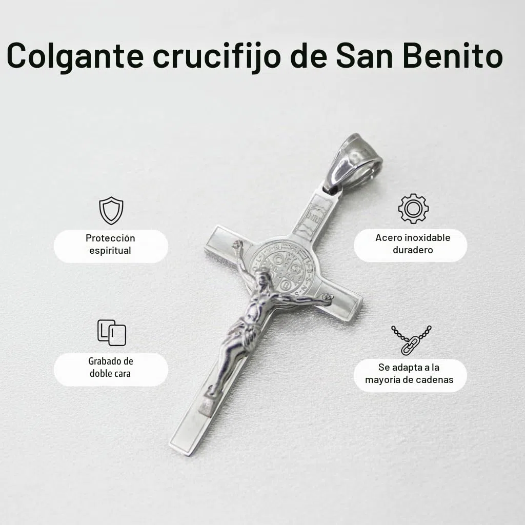 Medalla de santo patrón de acero inoxidable católica, crucifijo de San Benito, colgante de protección, amuleto, regalos para hombres y mujeres