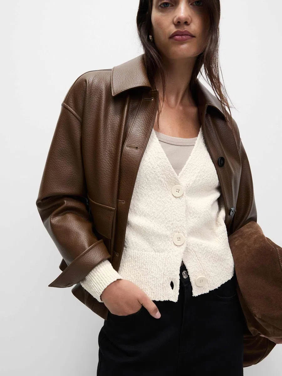 Marks & Spencer Cárdigan Cómodo de Cuello de Pico Texturizado con Alto Contenido en Algodón para Mujer, Ajuste Relajado