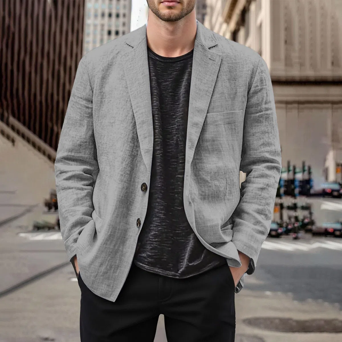 Chaqueta de lino ligero para hombre deportiva chaqueta deportiva de verano blazer de algodón cuello vuelto botones chaquetas de negocios cómodos trajes tops traje chaquetas deportivas abrigo elegante