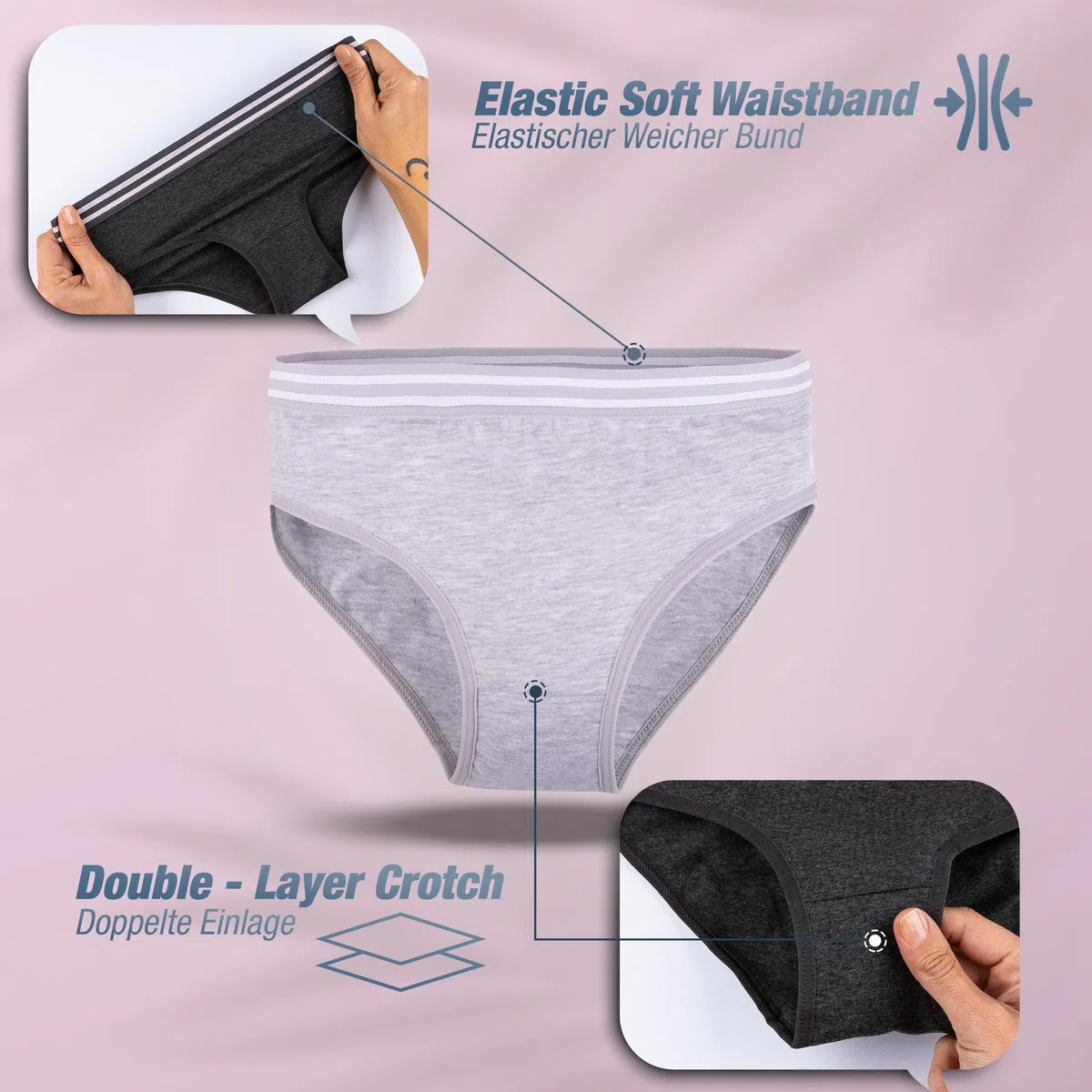 LOREZA ® 10 Braguitas de algodón para niña - Material cómodo y Suave - con Diferentes Motivos