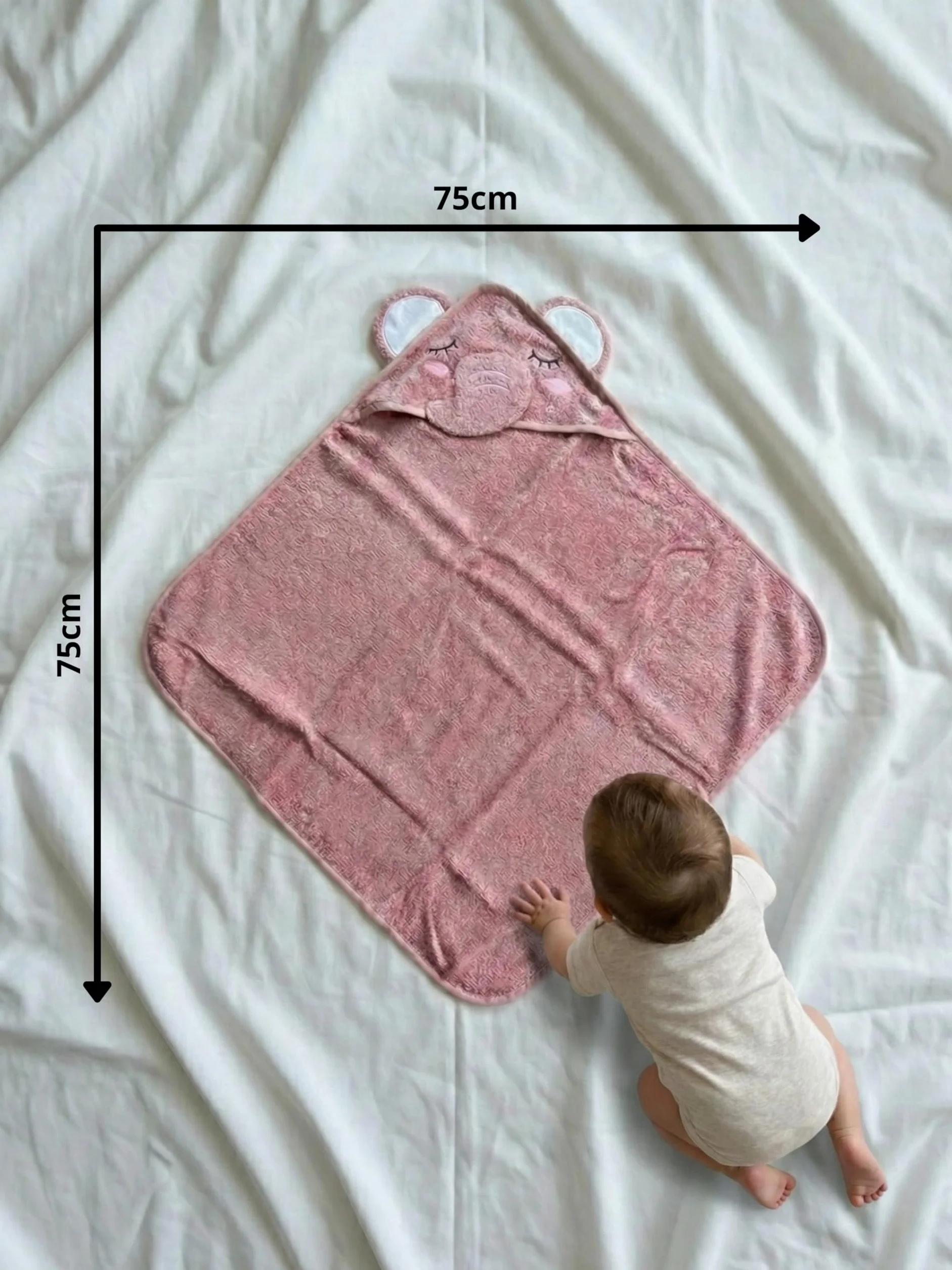 o-day - Albornoz de baño para recién nacidos, triangular, tejido de esponja, 100% algodón puro, con capucha, para recién nacidos, superabsorbente y lavable, 75 x 75 cm