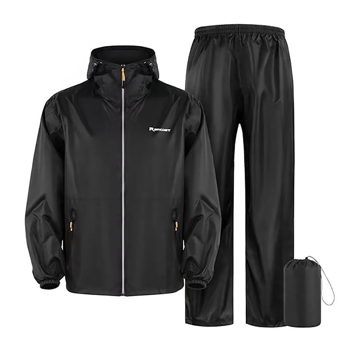 Juego de chubasquero para hombre con capucha y pantalones de lluvia, chubasquero para hombre, traje de lluvia para moto, impermeable, transpirable, reflectante, impermeable, resistente al