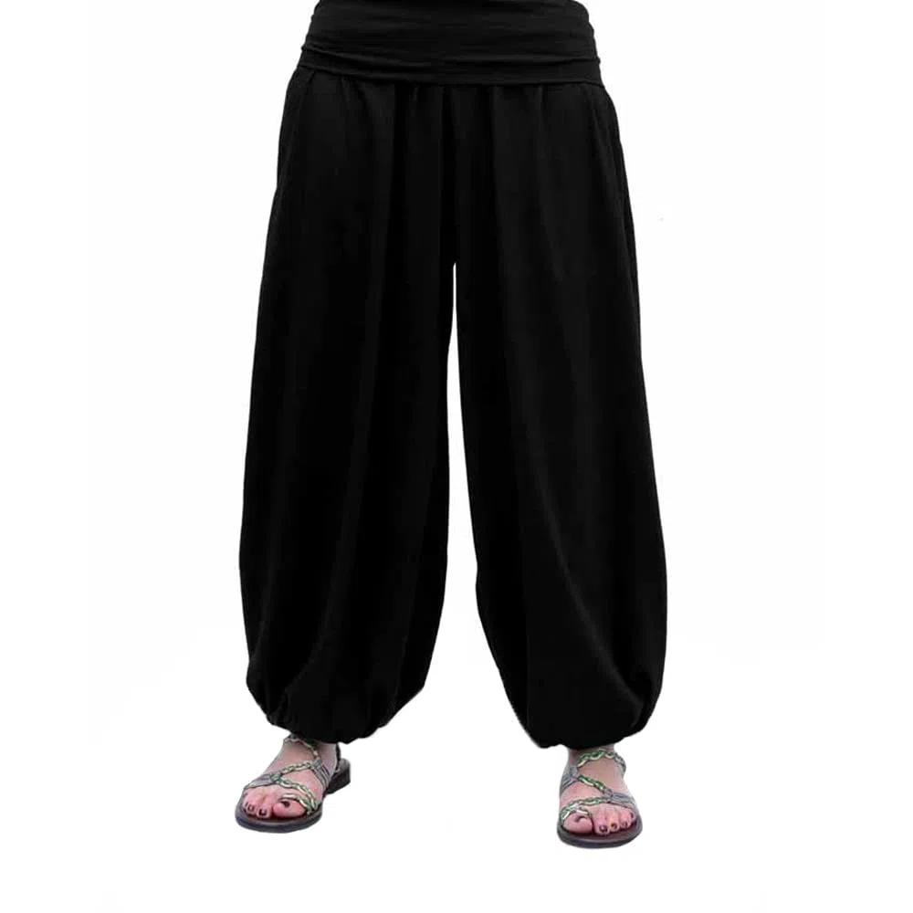 Savari | Pantalón Bombacho con Bolsillos | Modelo Aladin | Pantalones Harem | Estilo Oriental, Ancho, Largo y Cómodo | Ideal para Yoga | Unisex | Negro, Blanco, Azul, Gris, Vino |S-3XL |Tallas Grandes