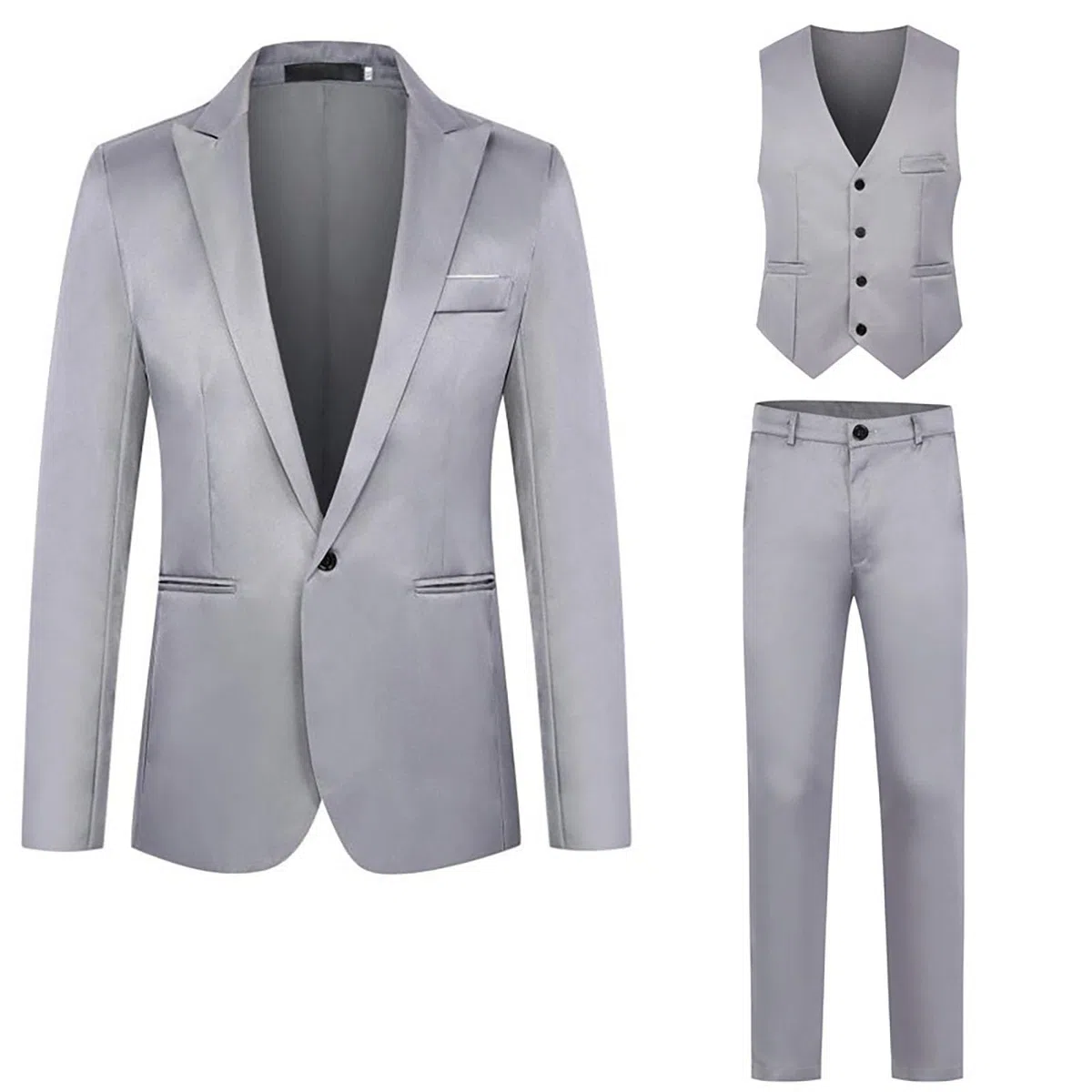 Trajes De Hombre 3 Piezas Traje Ceremonia Smoking Blazer Pantalones Chaleco Con Un Botón Color Sólido Negocios Elegante Traje De Hombre Slim Fit Ceremonia Vestido De Novia De Negocios Casual Dinner