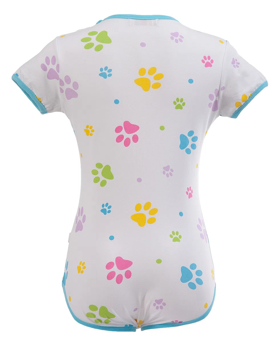 LittleForBig Bebé Adulto Amante del Pañal (ABDL) Mono Botón Entrepierna Onesie-Pata de bebé Onesie