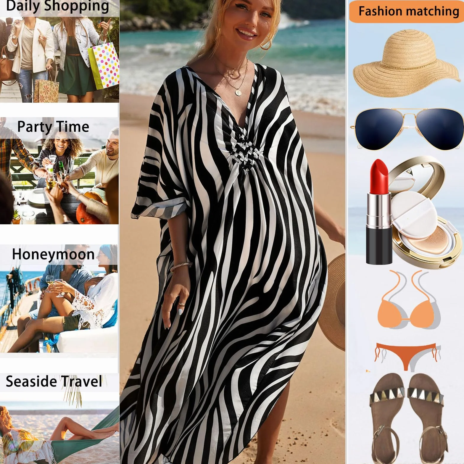 Baynetin Kaftan Vestido Largo de Playa, Bohemian Loungewear Kimono Floral Bohemio Traje de Baño Cover Ups Gran Tamaño