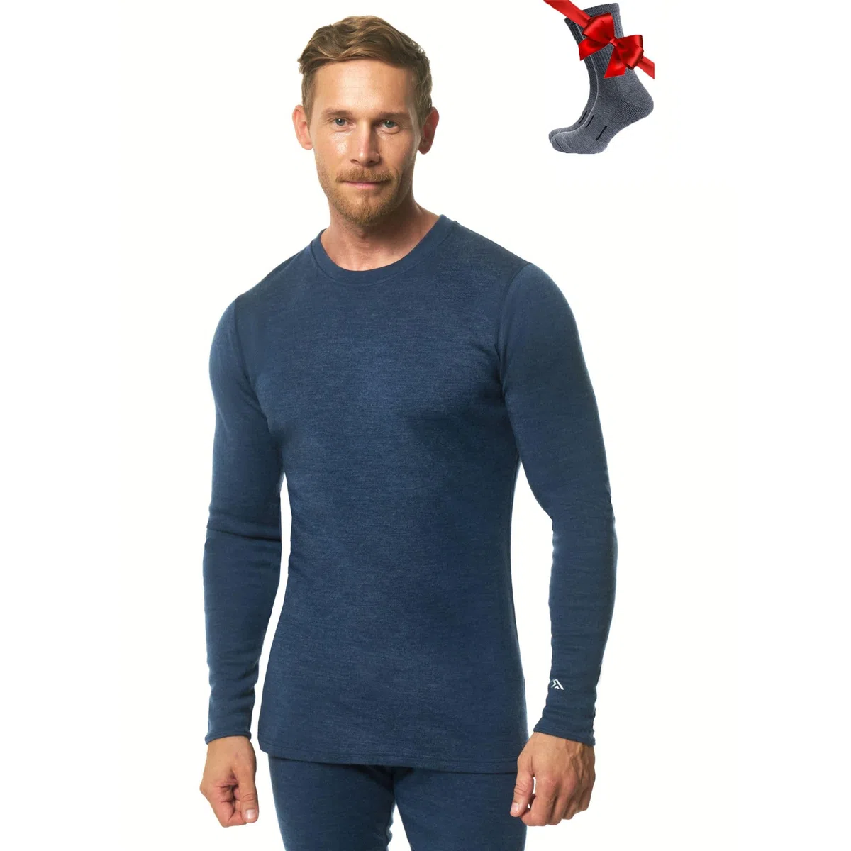 Merino.tech Camiseta Lana Merino Hombre - Deportiva Ropa Térmica 100% Lana Merino Ligero, Medio, Pesado con Calcetines