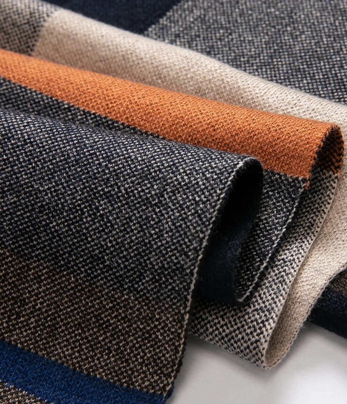 Villand Bufanda de punto de tartán de lana merino australiana para hombres, corbata suave gruesa cálida de invierno a cuadros con caja de regalo