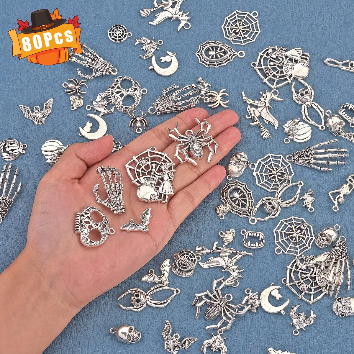 80 Piezas Esmalte Encanto Colgante para Halloween, Encantos de Aleación para Hacer y Fabricación de Joyas, Decoraciones