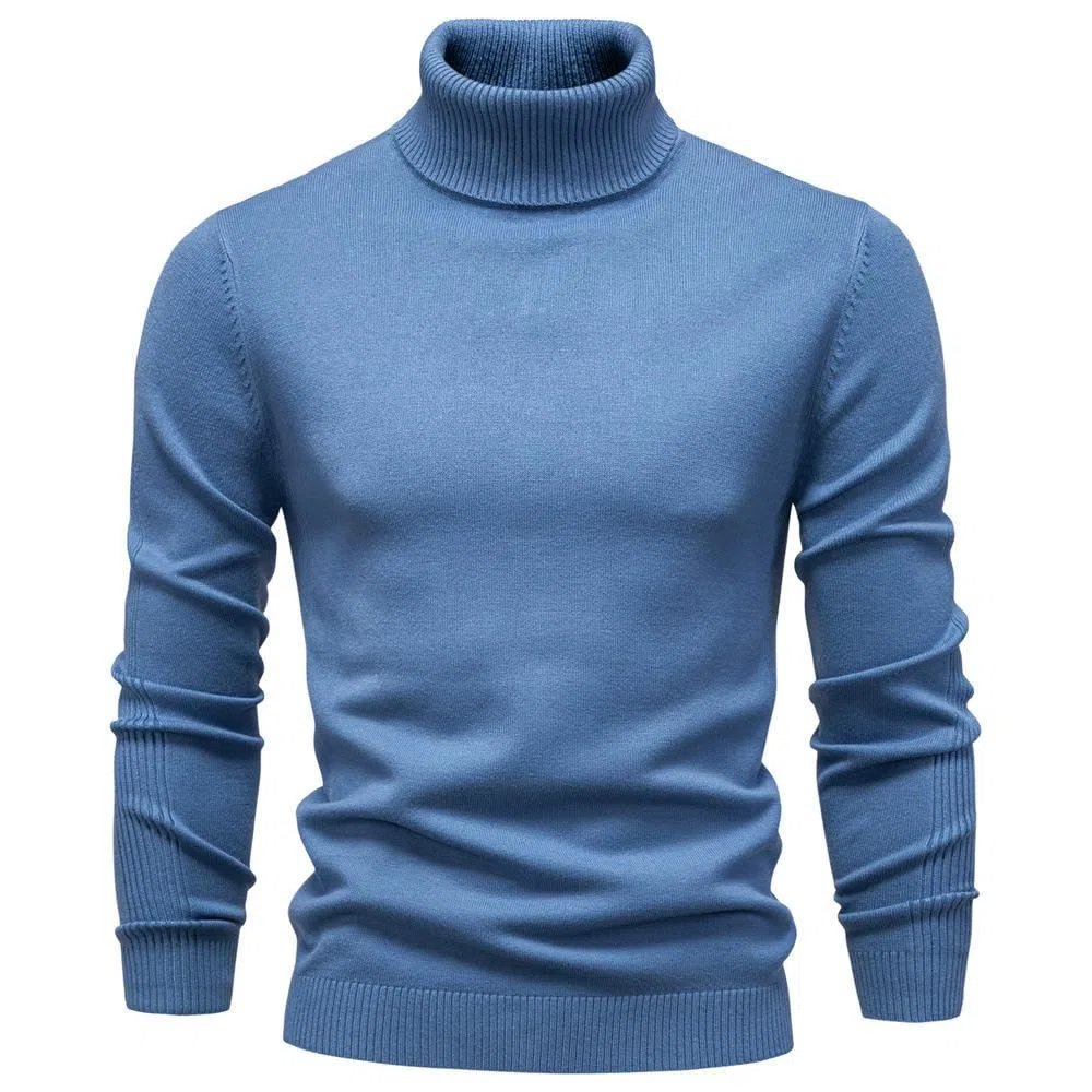Jersey para hombre Otoño/Invierno Casual Color sólido Cuello Alto