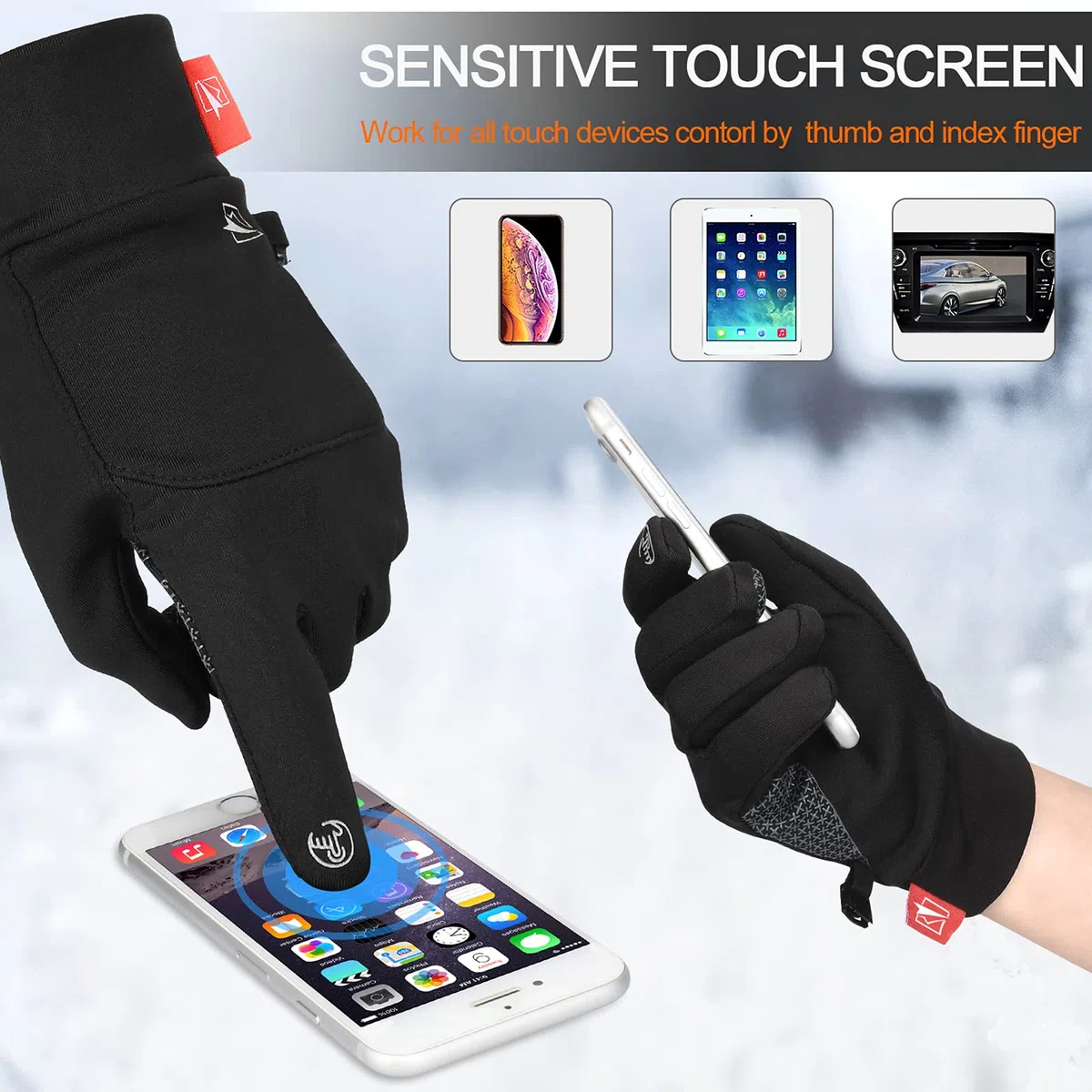 Guantes térmicos, guantes de invierno para correr, guantes de forro cálido, guantes antideslizantes para pantalla táctil, para hombres y mujeres, deportes, caminar, equitación, conducción,