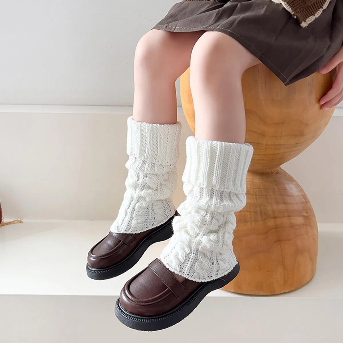 SONARIN 3 Pares Calentadores Piernas para Niñas,Invierno Punto Calentadores Largos Calcetines de Rodilla Protección de Piernas Elásticas para Niñas