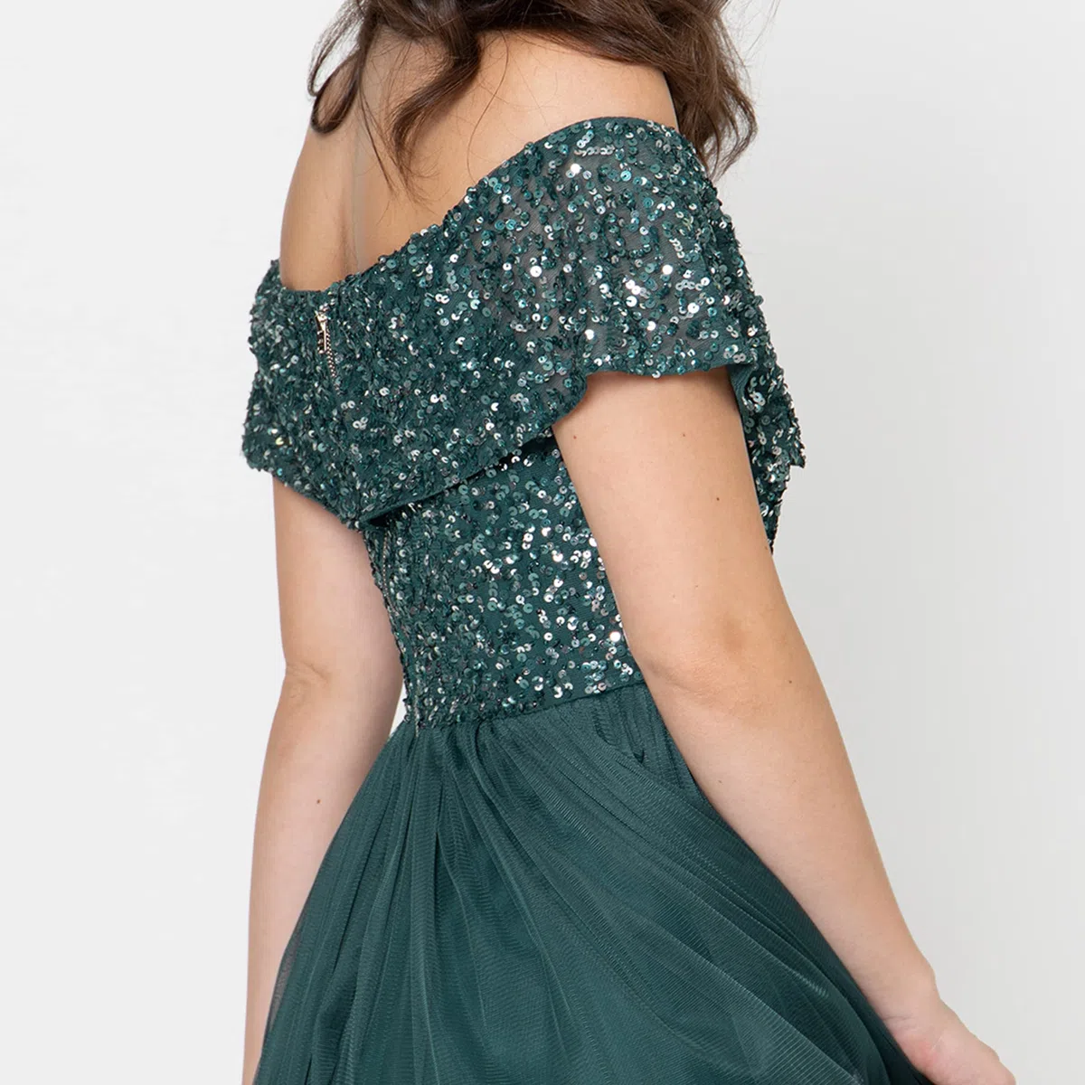 Maya Deluxe Maya Berry Bardot Embellished Maxi Dress Vestido de Dama de Honor Mujer