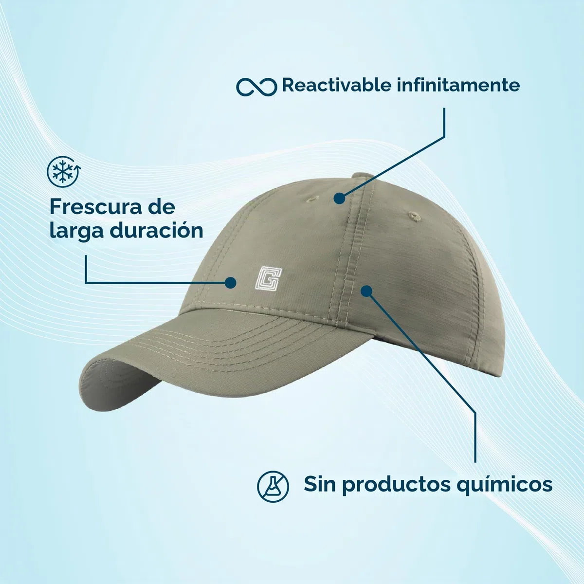 G-HEAT - Gorra refrescante con tecnología de refrigeración | protección solar | ultraligera y transpirable, de secado rápido, ideal para ocio, senderismo, verano, sol