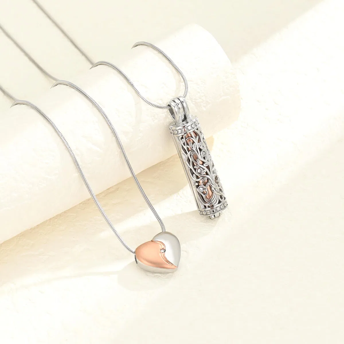 Collar de urna de árbol de la vida con forma de corazón para cenizas humanas, pelo o tierra, acero inoxidable, recuerdo y contenedor de cenizas