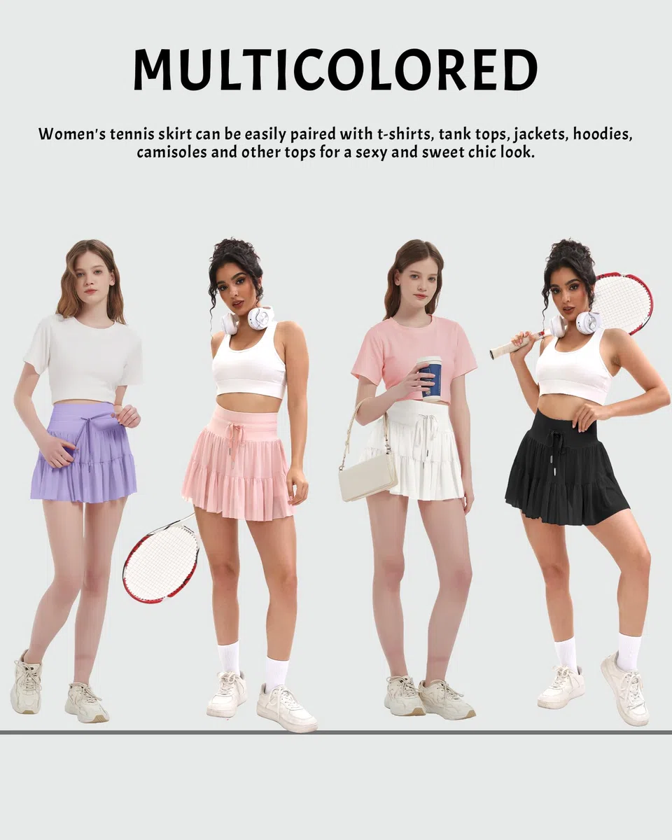 Falda de Tenis de Mujer con Pantalón Corto, Falda de Verano de Cintura Alta para Golf, Running y Yoga