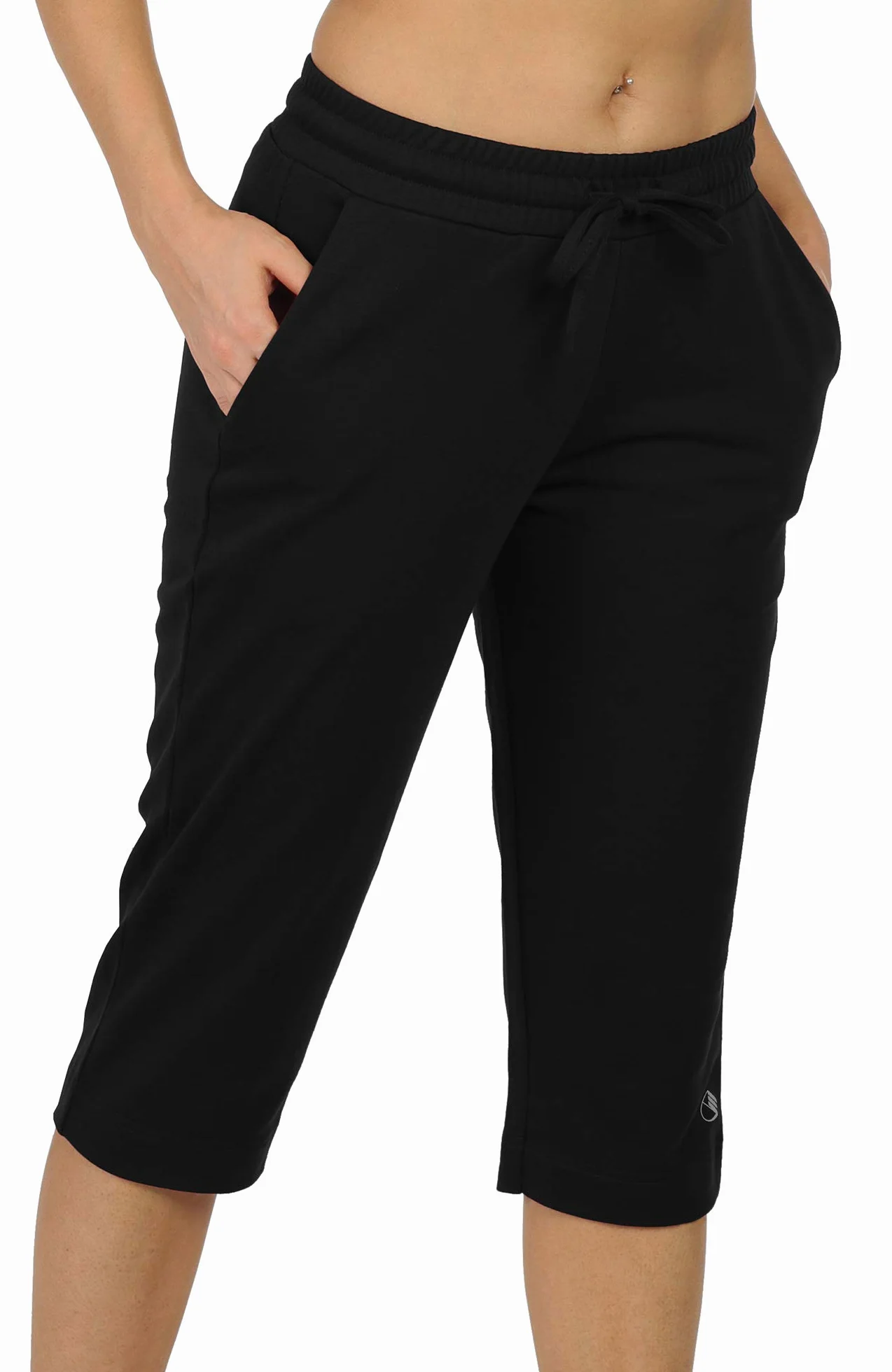 icyzone Pantalones Deportivos 3/4 para Mujer, Pantalones de chándal Informales, Pantalones Rectos con Bolsillo Verde