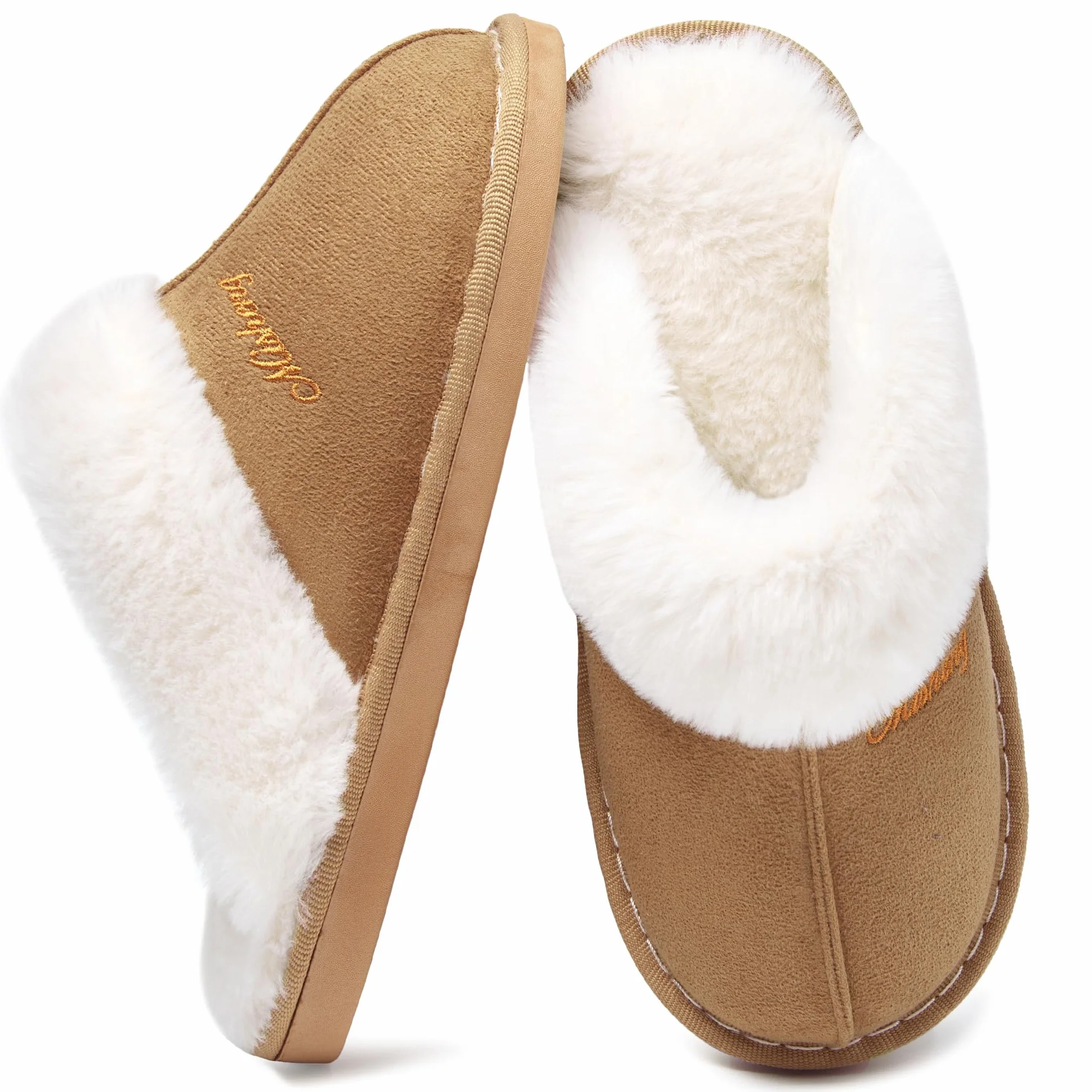 Donpapa Zapatillas de Estar por Casa Mujer Hombre Invierno Peluche Cálido Pantuflas Memory Foam Comodas Confortables Antideslizante Interior Exterior