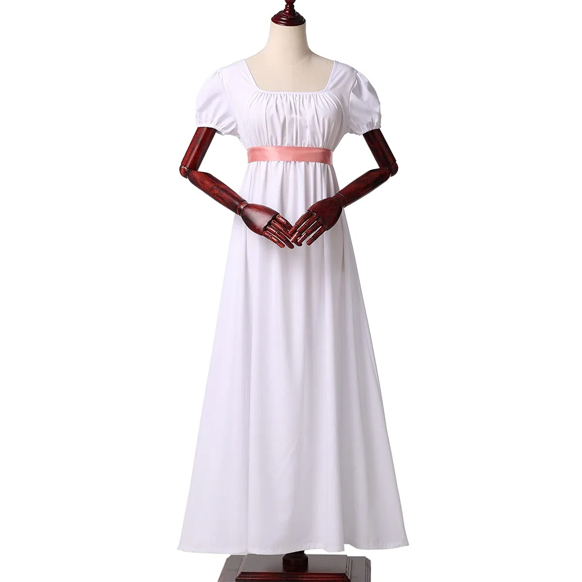 BLESSUME Vestido de Regencia para Mujer Manga Abullada con Volantes Cinturón Vestido de Fiesta con Cintura Imperio