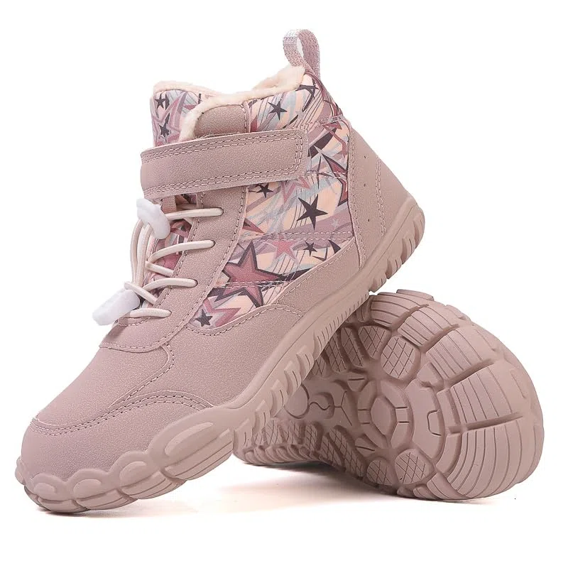 Unisex Invierno Zapatillas Descalzas Niños,Kids Mid Trekking Shoes con Forrados Caliente,Zapatos de Trekking Barefoot Minimalistas Sneakers,Antideslizante Ligeras Gr.26-36EU
