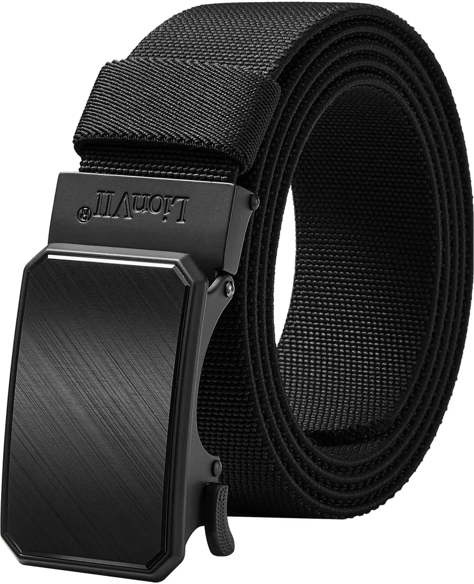 LionVII Cinturón elástico de trinquete con hebilla automática, cinturón de trabajo para hombre para cintura de 75 – 125 cm (28-49 pulgadas)