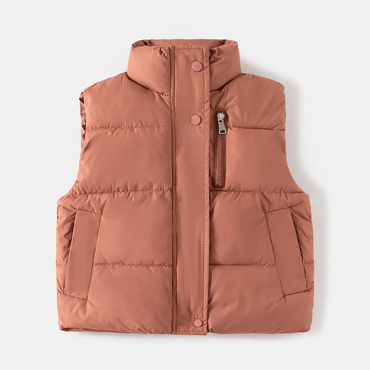 Mochila preescolar para niños de invierno, sin mangas, con cremallera gruesa, chaleco de algodón, chaqueta para bebé