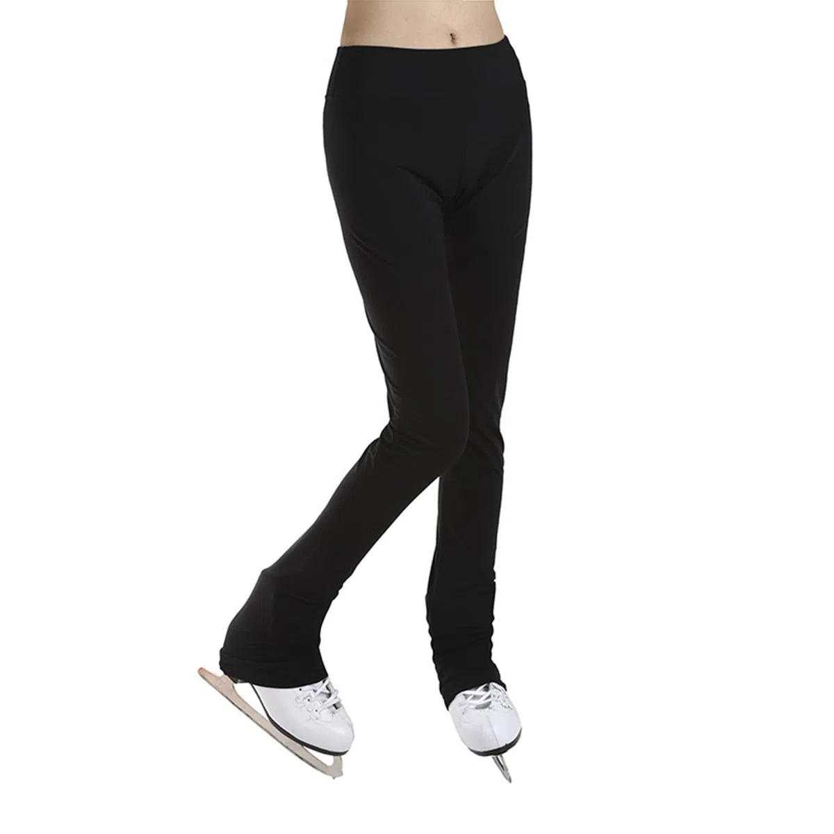 ZMIN Leggings negros para patinaje sobre hielo, mallas transpirables para patinaje artístico sobre las botas, ropa deportiva