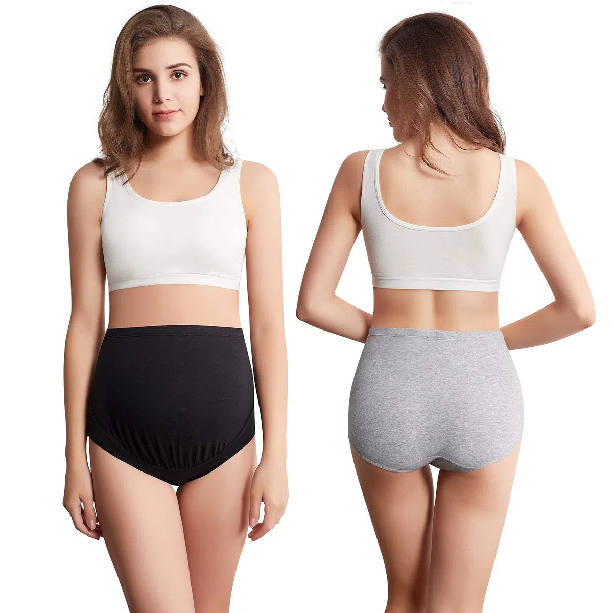 Mama Cotton Women's Over The Bump Maternity Bragas de Cintura Alta Cobertura Completa Ropa Interior de Embarazo múltiple (S-4XL)