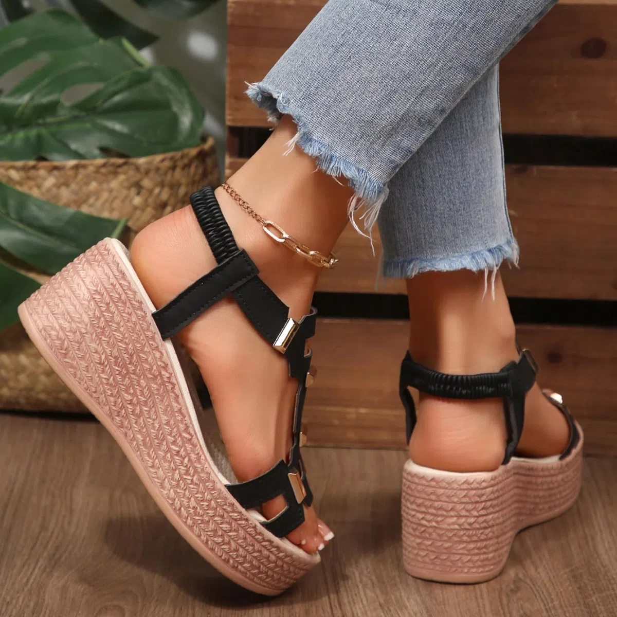 Zapatos de cuña para mujer con tacón de verano sandalias de verano zapatos tacón de cuña cómodas sandalias elegantes sandalias romanas ligeras zapatos de verano plataforma corcho al aire libre