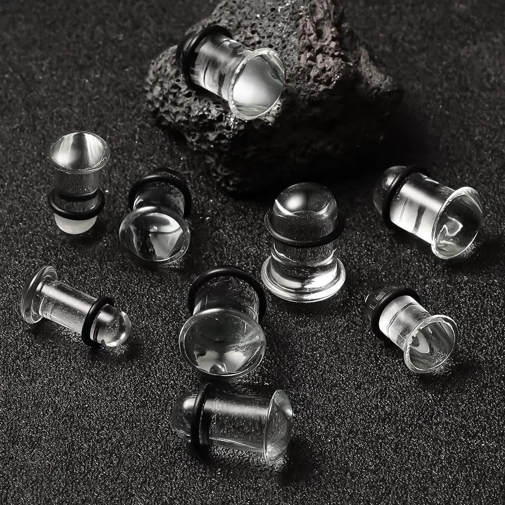 Vankula Kit dilataciones orejas piercing expansore 12 Piezas/ 8 Piezas 1.6-10mm dilatador Tapones de Vidrio Oreja piercing Estiramiento de joyería para Mujer Hombre