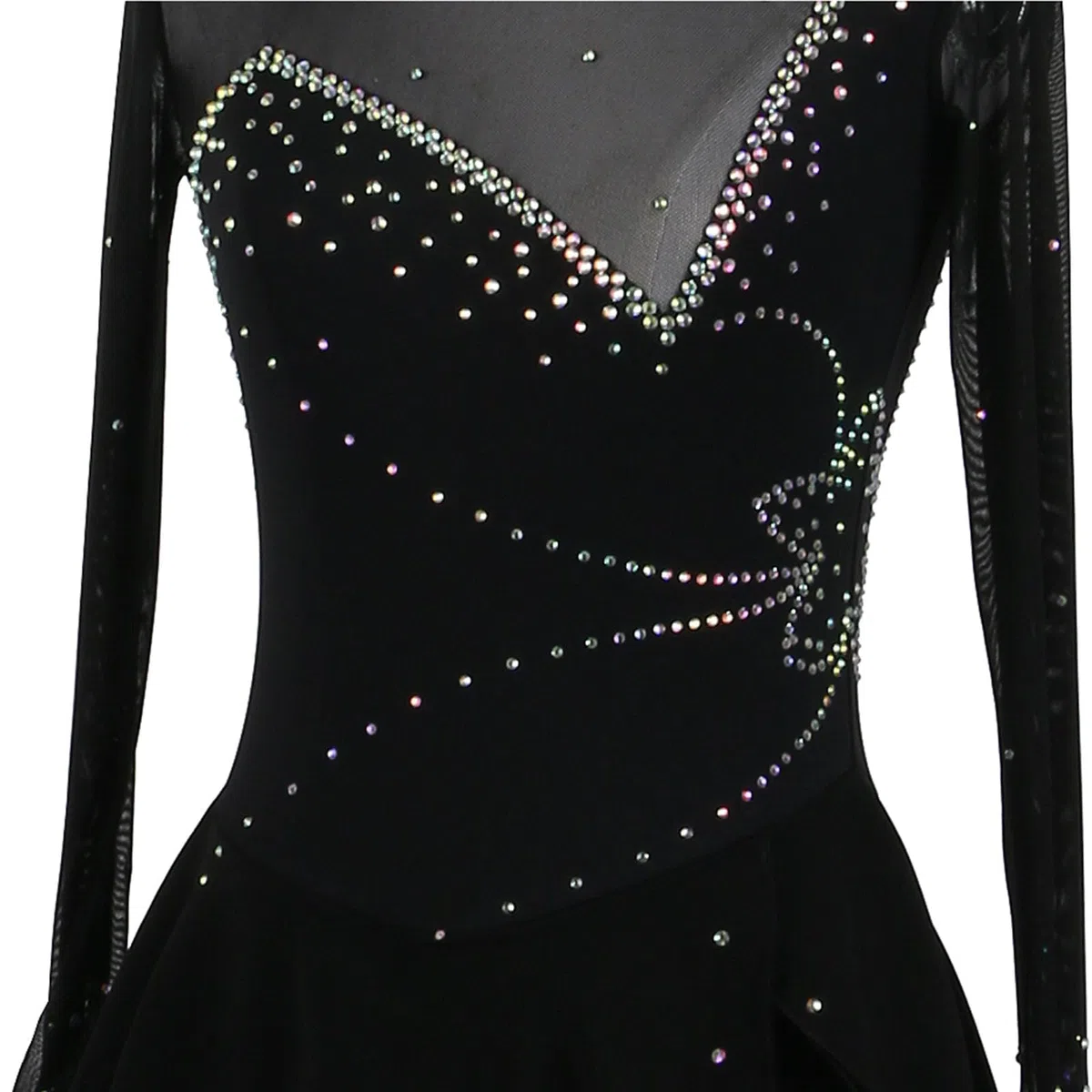Vestido de patinaje sobre hielo para mujer, para adultos, competición, rendimiento, cuello redondo, brillante, leotardo de diamantes de imitación, baile, gimnasia, danza