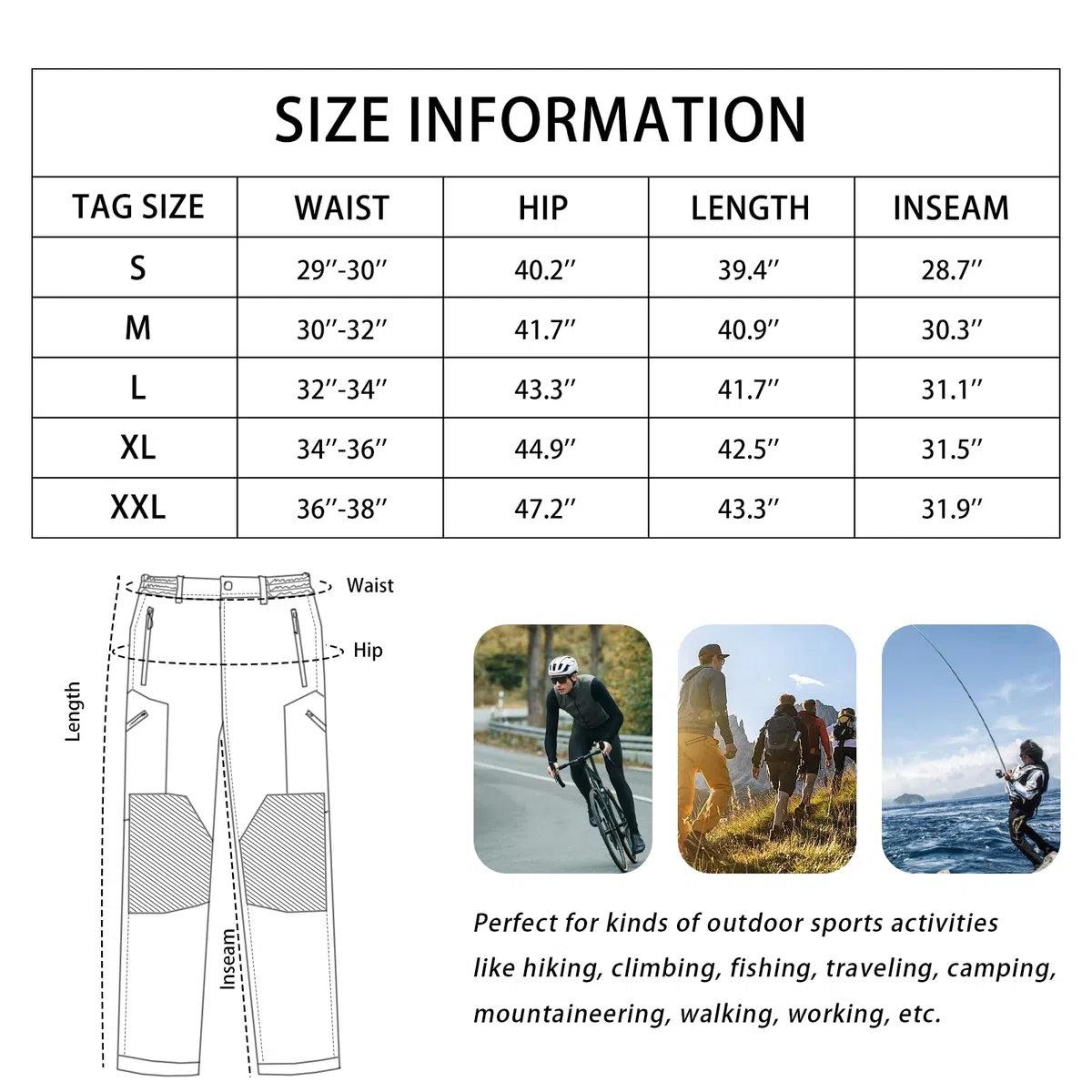 Pantalones de Senderismo para Hombres al Aire Libre Caminando Pantalones Respirables a Prueba de Viento