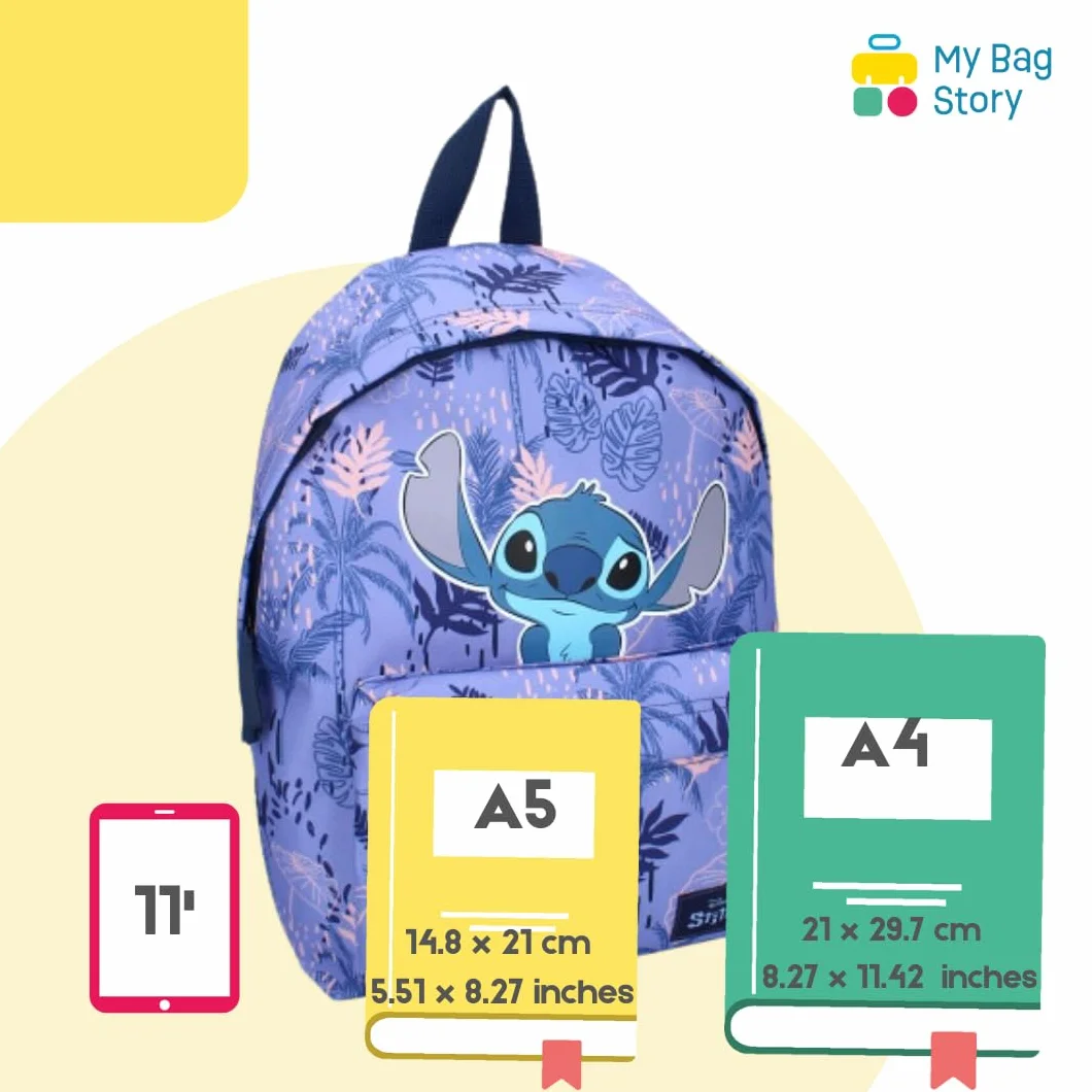 Mybagstory - Mochila Disney Stitch Lila para Niño - Escuela Primaria