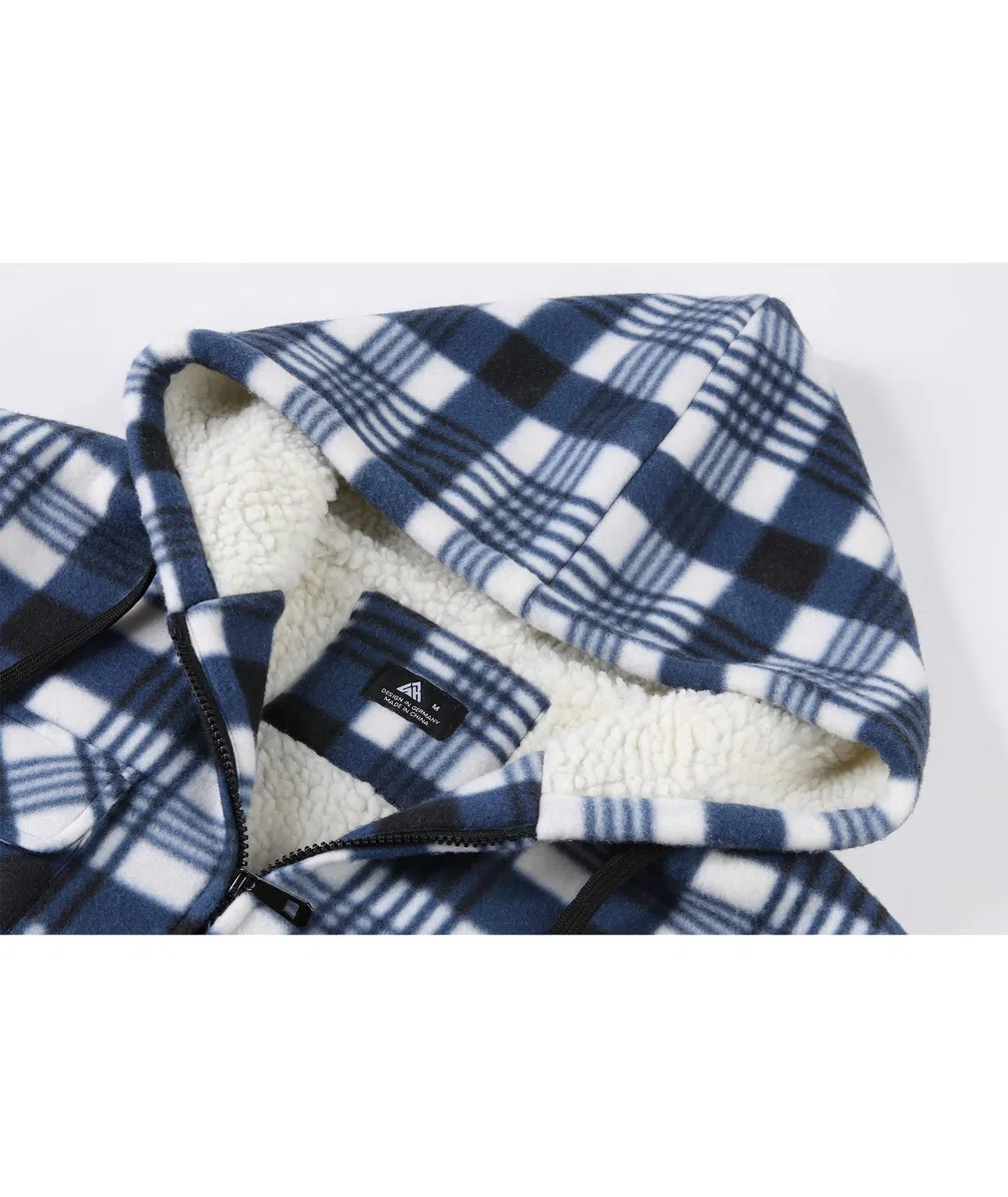 zitysport Camisa Chaqueta Hombres Con Bolsillo Pecho Forro Polar A Cuadros Chaqueta Con Capucha Forro Polar Camisas Invierno Capucha De Franela Hombre Sudadera