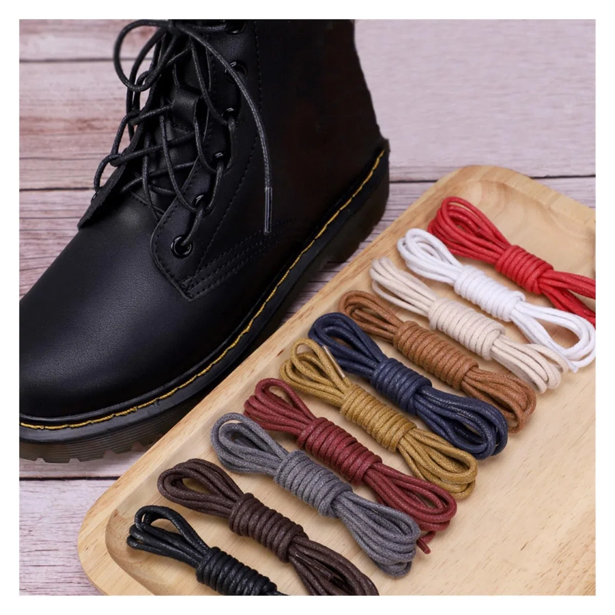 Cordones de zapatos planos, 1 par de cordones de cuero, cordones encerados de algodón, cordones de cuero redondos for zapatos, botas, cordones de zapatos unisex