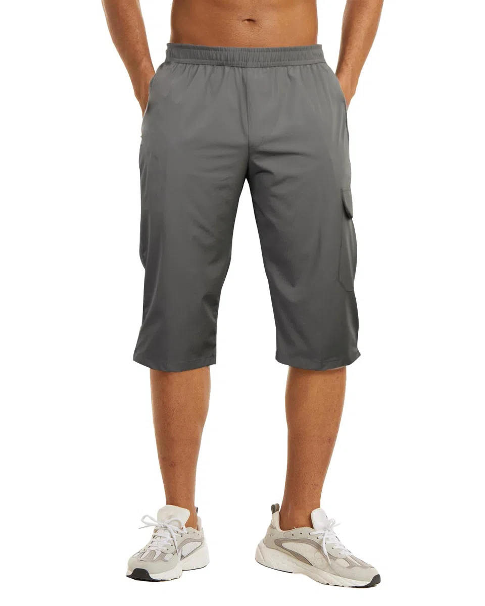 NANAMEEI Pantalones cortos 3/4 para hombre, resistentes al agua, cargo al aire libre, pantalones cortos de senderismo para hombre, elásticos, trekking, MTB, pantalones largos de verano Serren