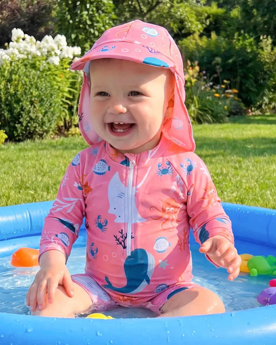 WYTbaby Traje de baño Baby Uv Ropa protectora con botones de una pieza de manga larga UV Traje de baño para niños pequeños 3 meses - 3 años