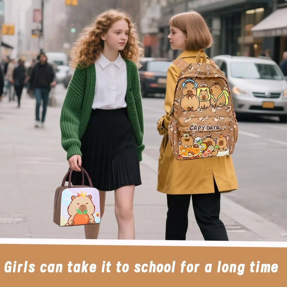Mochila Escolar Capybara, Capybara Bolsa de Almuerzo Niño, Escolar de Dibujos Animados en 3D Escolares Anime Mochila,Schoolbag escolar de dibujos animados para niños
