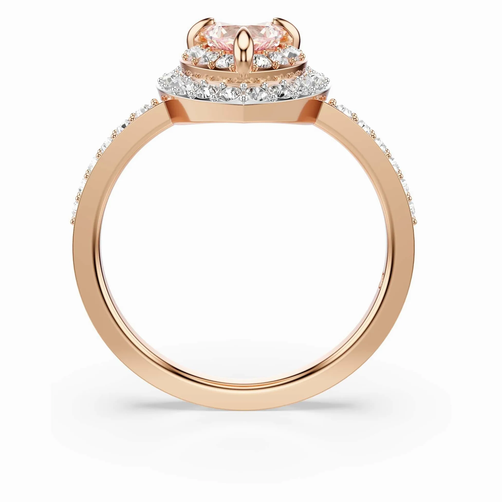Swarovski One Collezione Anello con motivo, Taglio a cuore, Pavé, Cuore, Rosa, Finitura in metallo misto
