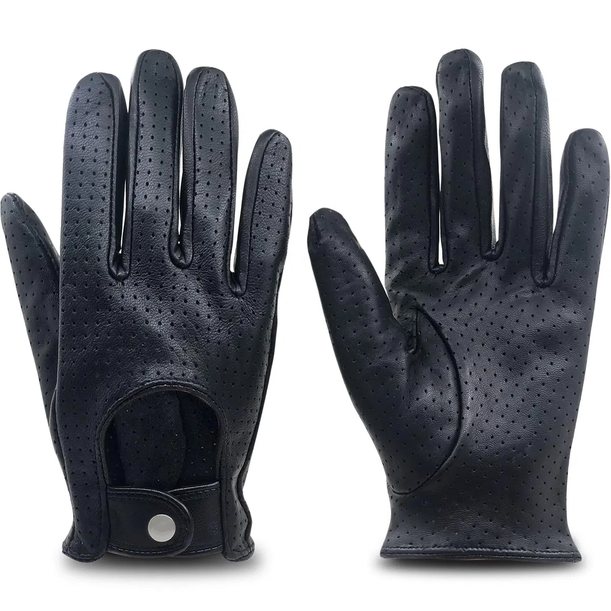Guantes de conducción de malla táctil de piel de oveja suave y delgada retro para mujeres