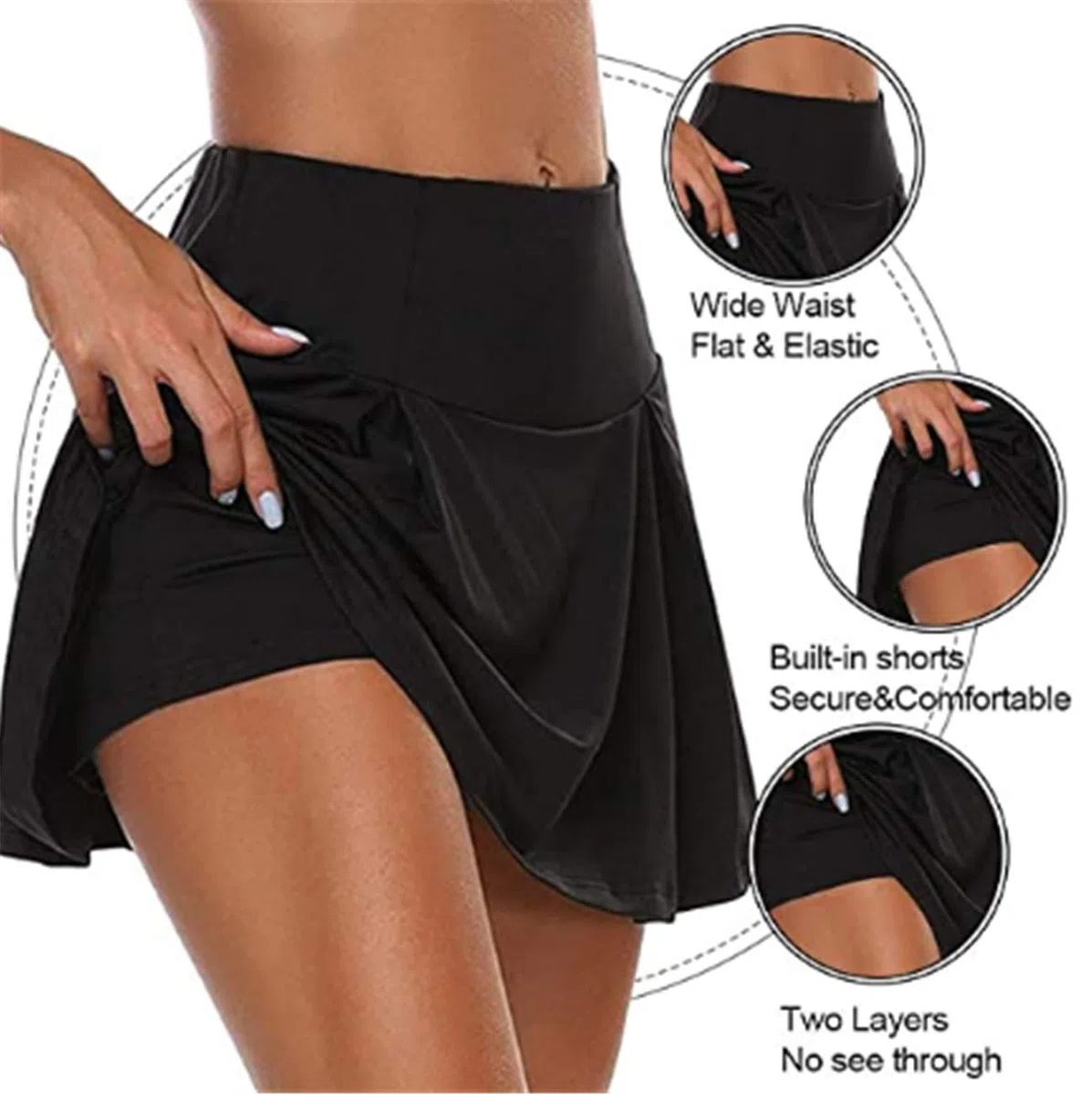 Mujer Falda Deportiva 2 en 1 Leggings Deportivos con Falda, pantalón Corto para Tenis, Golf