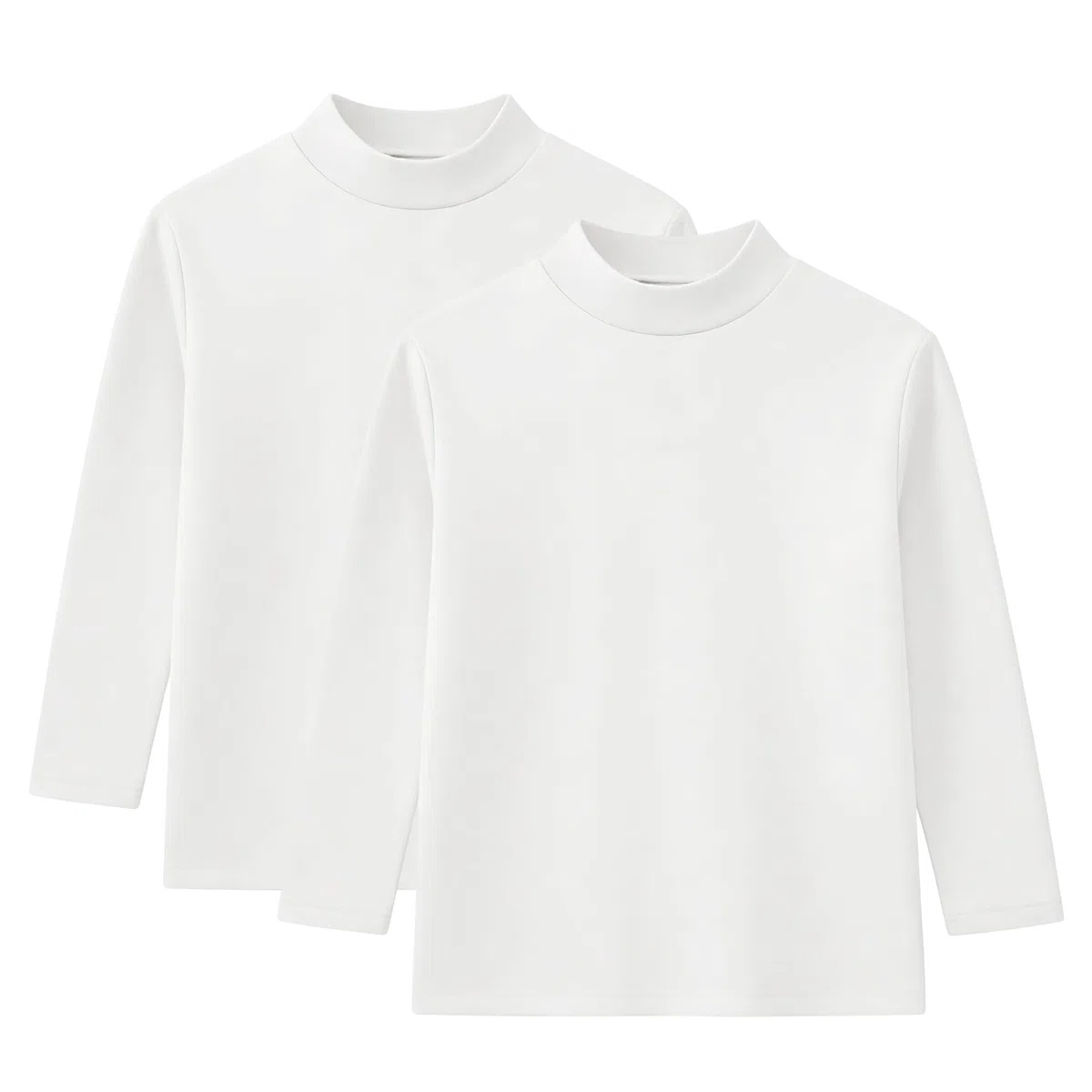 Rolanko Camisa de Manga Larga para Niñas, Básicos Térmicos Tops de Forro Polar Camiseta Interior De Cuello Alto para Niños 2 Packs
