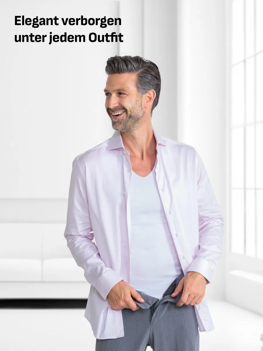 FINN Clean-Cut - Camiseta interior para hombre, sin mangas, cuello en V, invisible, con acabado de corte láser, sin costuras, de modal original de Lenzing