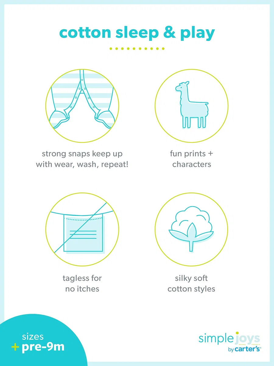 Simple Joys by Carter's 2-Pack Cotton Snap Footed Sleep and Play Pijamas para bebés y niños pequeños Bebé-Niñas (Pack de 2)
