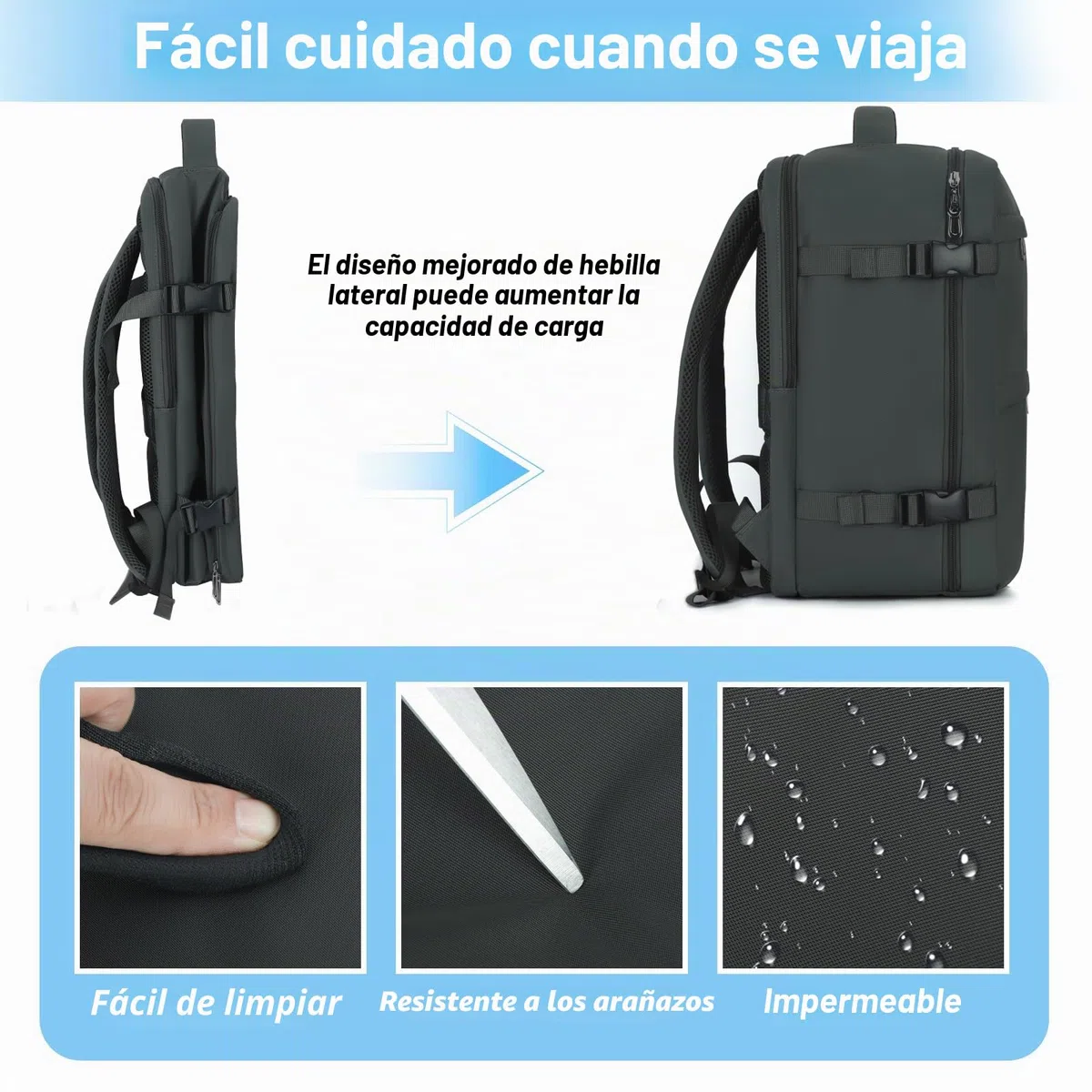 Mochila Viaje Cabina Avion 40x20x25, Mochila de Cabina para Ryanair, Maletas de Viaje Cabina, Travel Backpack, Mochila Portatil Hombre Mujer, Equipaje de Mano Bolso Mochilas 20L - Negro