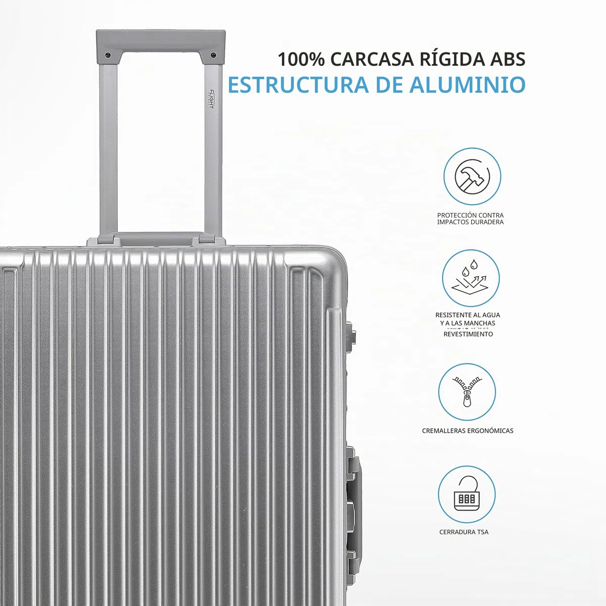 Flight Knight Maleta De Viaje Premium - 8 Ruedas Giratorias - Cerradura De Combinacion TSA Incorporada - Maleta Rigida Ligera para Cabina/Facturar - Gran Durabilidad