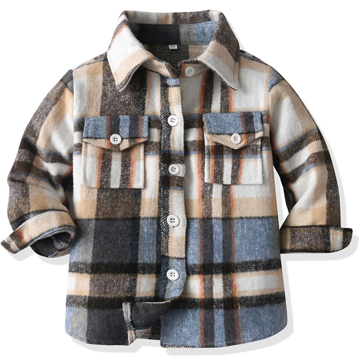 Niño Camisa De Franela A Cuadros Niños Manga Larga Botón Abajo Chaqueta Bolsillo Solapa Regular Fit Casual Otoño Ropa