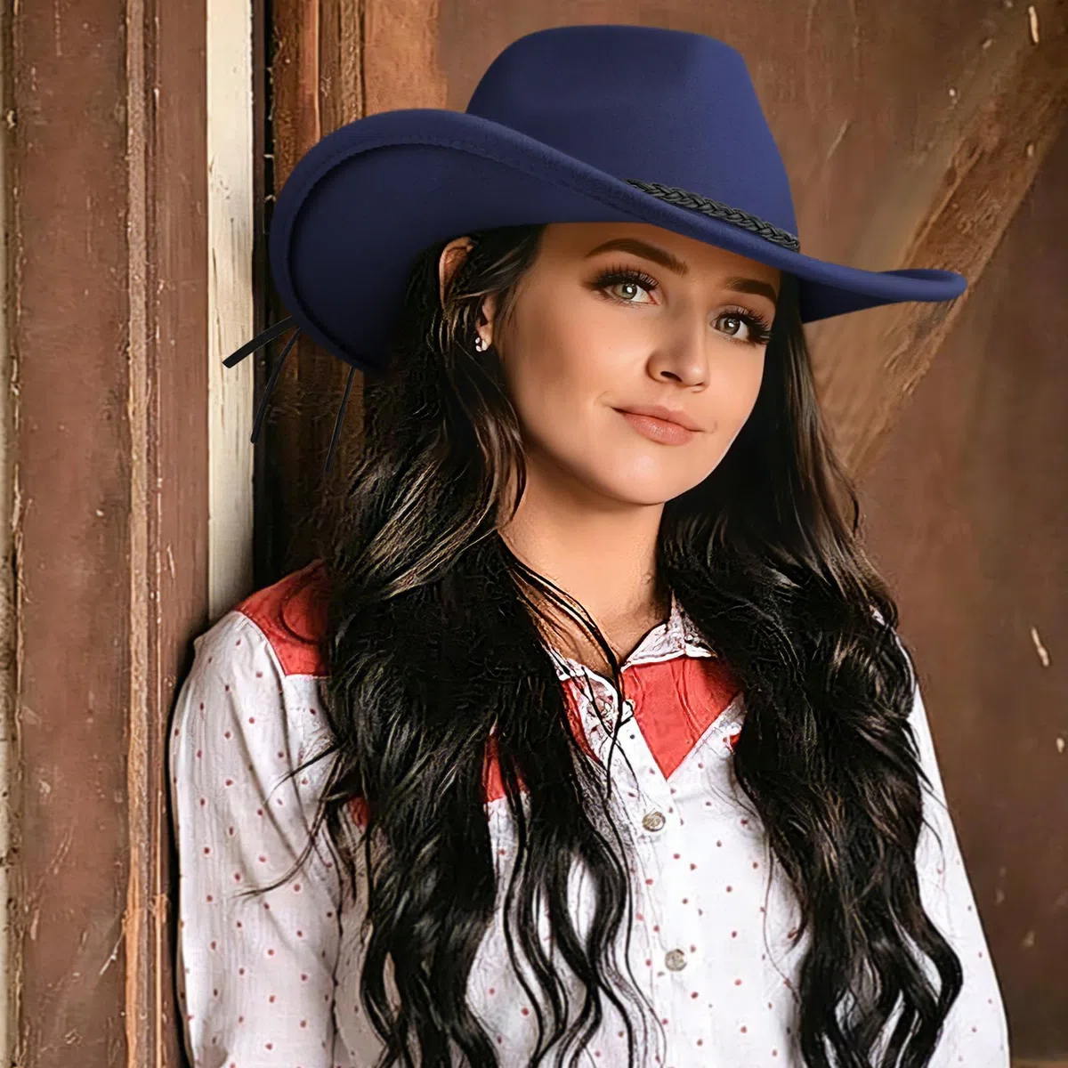 DRESHOW Sombrero de Vaquero para Mujers y Hombres Sombrero de Vaquera Western Clásico con Cinturón de Hebilla Sombrero de Enrollado de ala Ancha Grande Moldeable Fieltro Fedora para Unisex