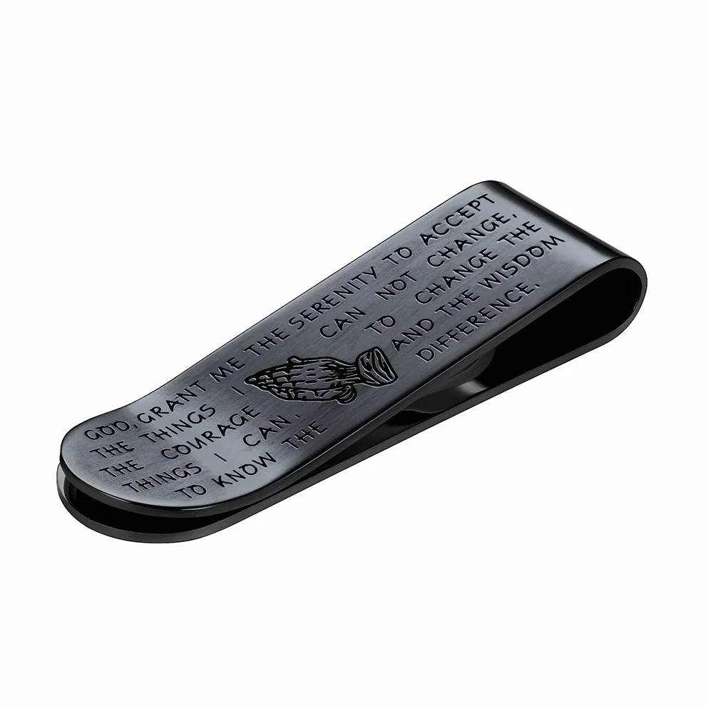 FaithHeart Pinza Hombre para Billetes Tarjetas Acero Inoxidable 316L Clip de Dinero Metal Accesorio Equipaje Pinza Religiosa Biblia Mano de Oración
